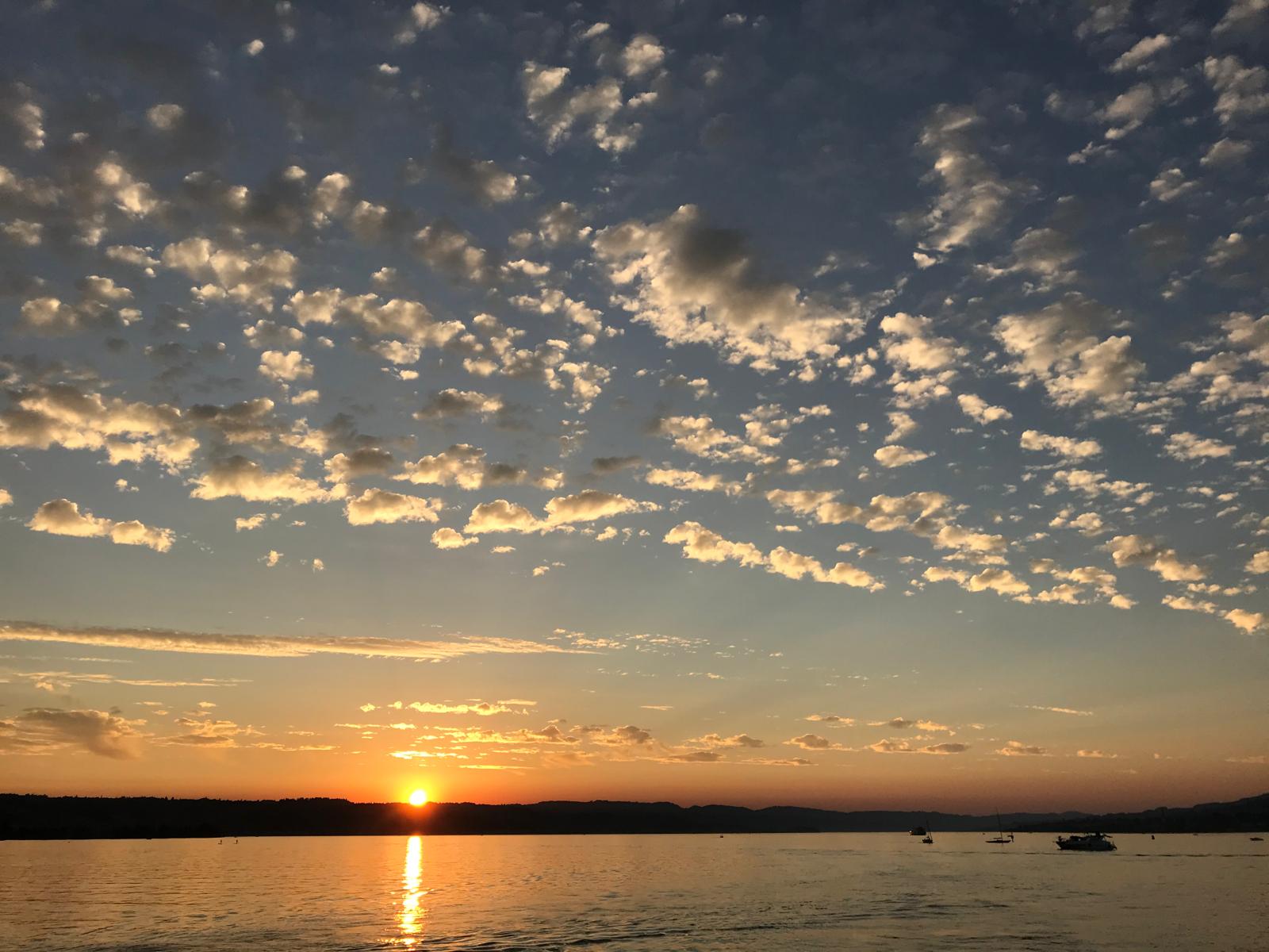 Dramatischer Sonnenuntergang auf dem Zürichsee