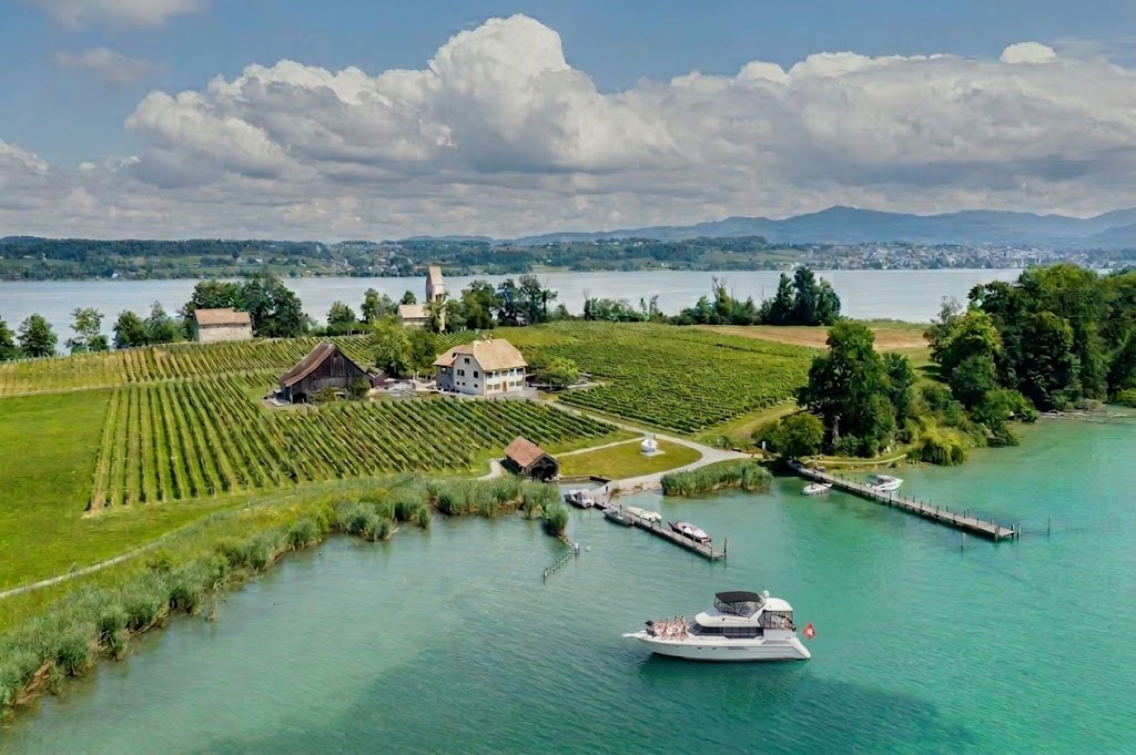 Luftaufnahme Yacht auf dem Zürichsee